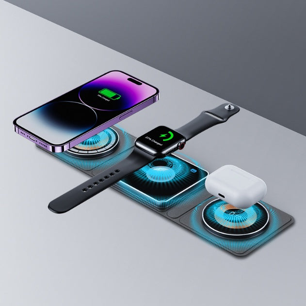 MagniFold 3-in-1: Transparent Wireless Charging Station - Daily Ease Depot