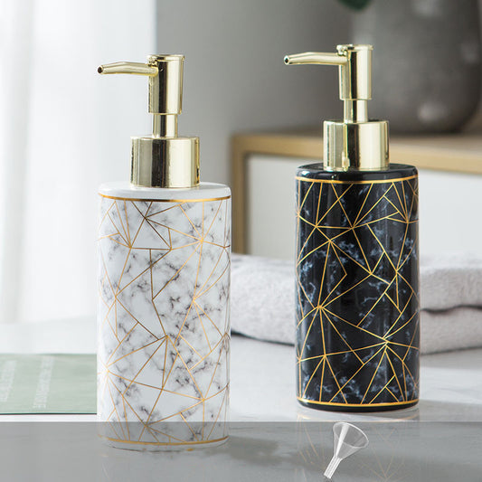 Marble Luxe: Ceramic Lotion & Shampoo Bottle Set - Daily Ease Depot